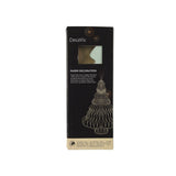 Confezione decorazione natalizia in carta colore verde menta a forma di albero, con grafica dorata