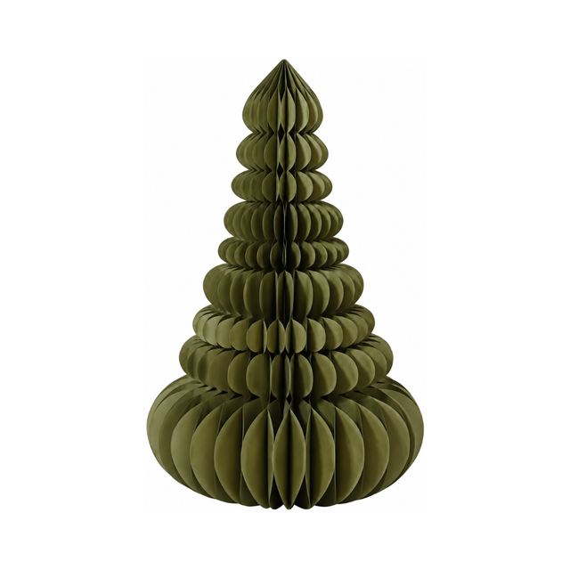 Albero di Natale decorativo in carta verde con struttura pieghettata a nido d’ape