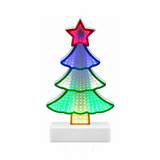 Decorazione luminosa Infinity a forma di albero di Natale multicolore con stella rossa sulla sommità