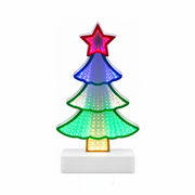 Decorazione luminosa Infinity a forma di albero di Natale multicolore con stella rossa sulla sommità