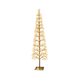Albero natalizio luminoso Garden Team da 210 cm con rami dorati, LED bianco caldo con flash e base quadrata in metallo