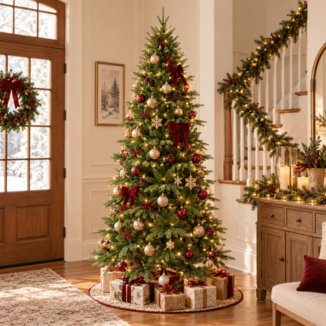 Albero di Natale slim Atalanta ambientato in una scena natalizia