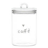 Barattolo in vetro borosilicato con scritta bianca "caffè".