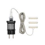 Eliminapile Lotti per 3 batterie AAA con trasformatore a presa europea, cavo trasparente e timer integrato.