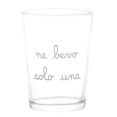 Bicchiere in vetro temperato da 50 cl con scritta bianca "ne bevo solo una".