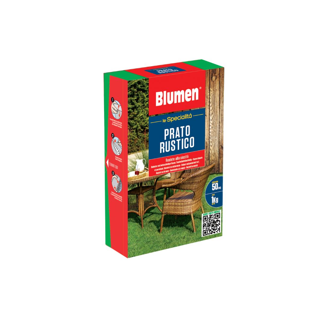 Confezione Blumen Le Specialità Prato Rustico da 1 kg, miscuglio per tappeto erboso resistente alla siccità, indicato per una superficie fino a 50 m²