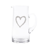 Brocca in vetro soffiato da 1,2 l con disegno di un cuore in stile graffiti.