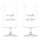 Set di due calici per birra con scritta "ci vuole una birra".