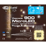 Scatola della cascata da 900 micro LED con cavo argento e LED bianco caldo con flash LED bianco freddo.