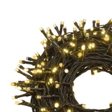 Catena luminosa natalizia con 600 LED di 4 tonalità di bianco caldo differenti su sfondo bianco.