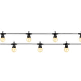 Catena LED con 10 lampadine a luce calda su sfondo bianco, disposta in doppia fila