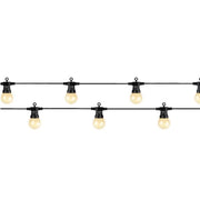 Catena LED con 10 lampadine a luce calda su sfondo bianco, disposta in doppia fila