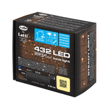 Confezione della tenda luminosa Ice Light Lotti da 432 LED bianco caldo, lunga 3,5 m e alta 85 cm, prolungabile.