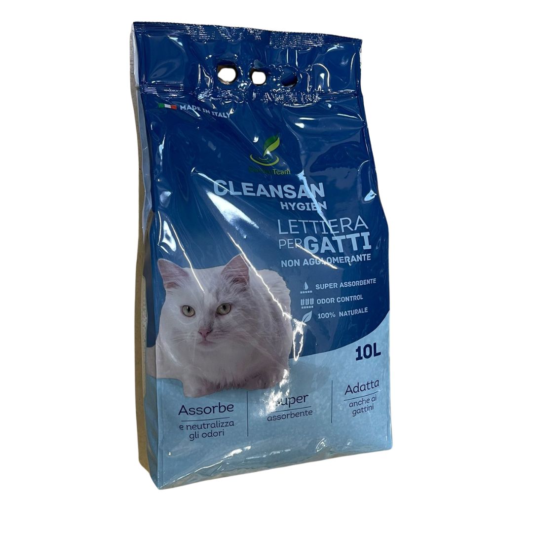 Confezione della lettiera per gatti Cleansan Hygien assorbente.