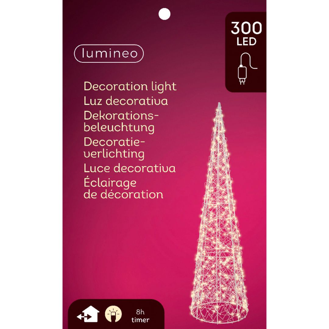 Confezione del cono Lumineo da 60 cm con 300 microled per uso interno o esterno.