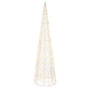 Cono decorativo da 60 cm in filo di metallo con 300 microled a luce calda su fondo bianco.