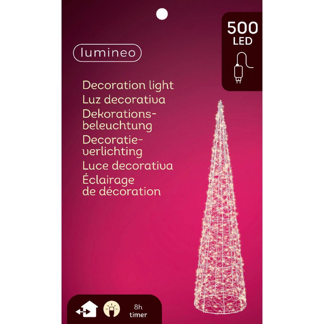 Confezione del cono Lumineo da 80 cm con 500 microled per uso interno o esterno.