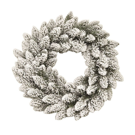 Corona natalizia innevata in PVC diametro 55 cm per decorazioni da interno