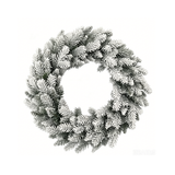 Corona natalizia innevata con folti rami effetto abete ricoperti da un intenso effetto neve
