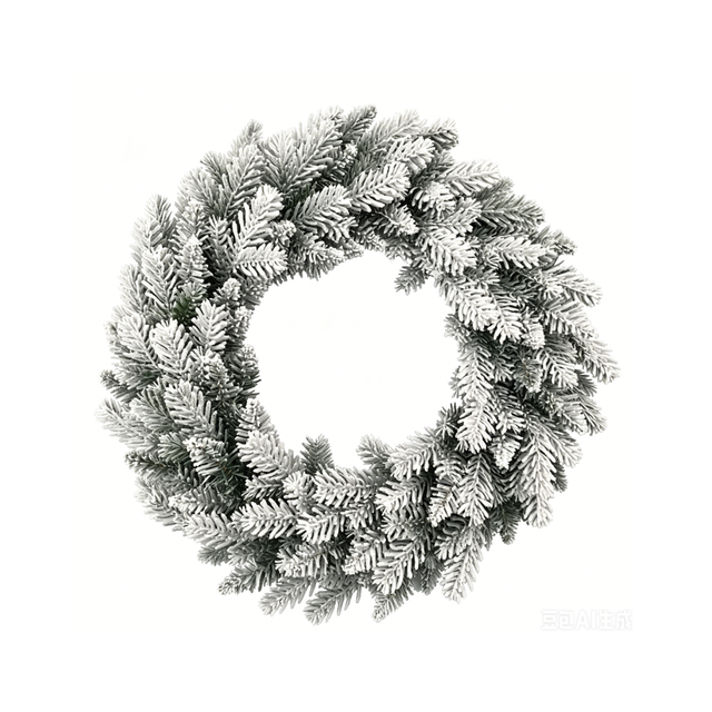 Corona natalizia innevata con folti rami effetto abete ricoperti da un intenso effetto neve