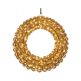 Corona natalizia riccio oro con micro LED a luce calda, diametro 38 cm