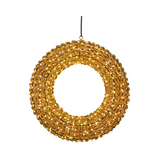 Corona natalizia riccio oro con micro LED a luce calda, diametro 58 cm