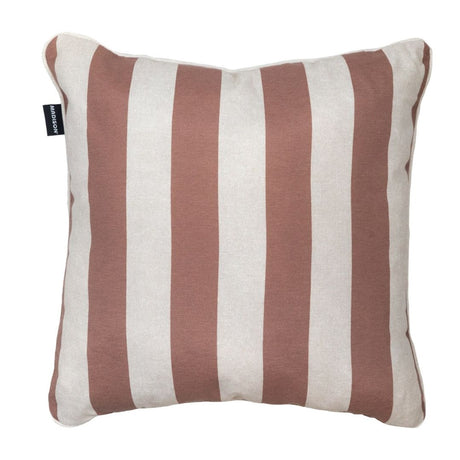 Cuscino da esterno 50x50cm a righe marroni.