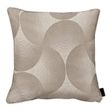 Cuscino arredo 50x50 cm tortora con motivo a cerchi concentrici geometrici.