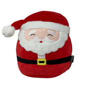Cuscino a forma di Babbo Natale rosso con cappello e cintura.