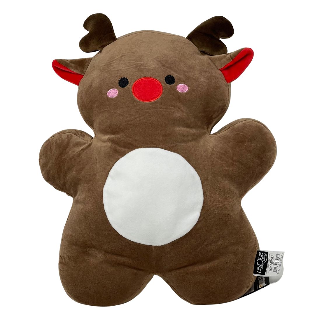 Cuscino a forma di renna marrone.