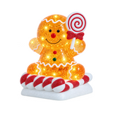 Decorazione natalizia pan di zenzero glitter LED con lecca-lecca