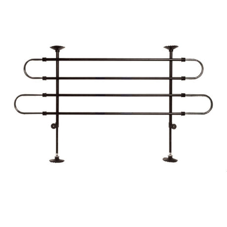 Divisorio per auto con 2 traverse regolabili in metallo nero, ideale per separare animali nel bagagliaio