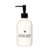 Dosasapone in grès con scritta nera "Hand soap".