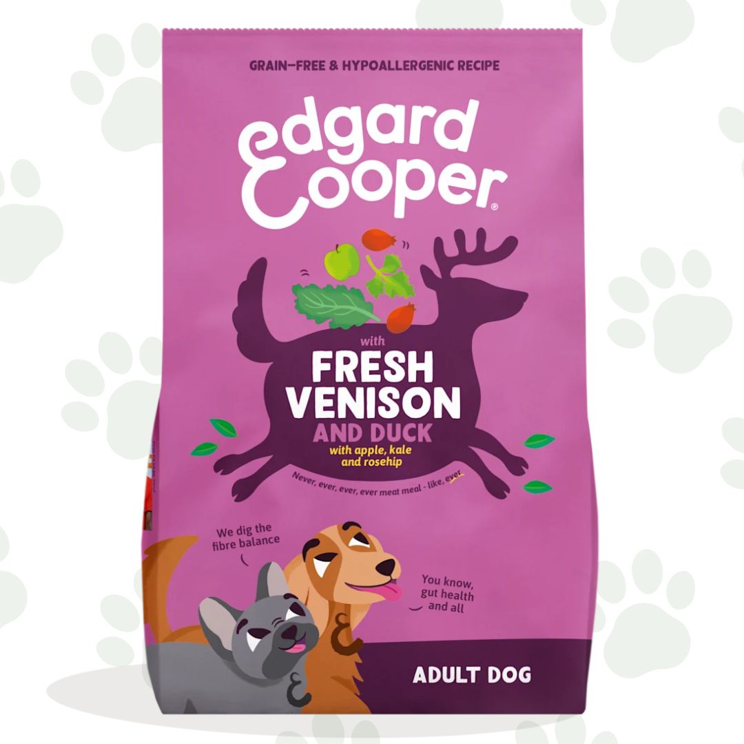 Confezione da 2,5 kg di crocchette Edgar&Cooper con cervo e anatra per cani.
