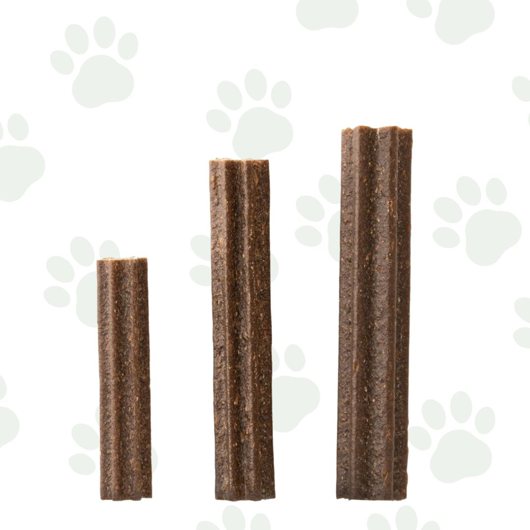 Stick dentali per cani Edga&Cooper nelle tre misure disponibili.