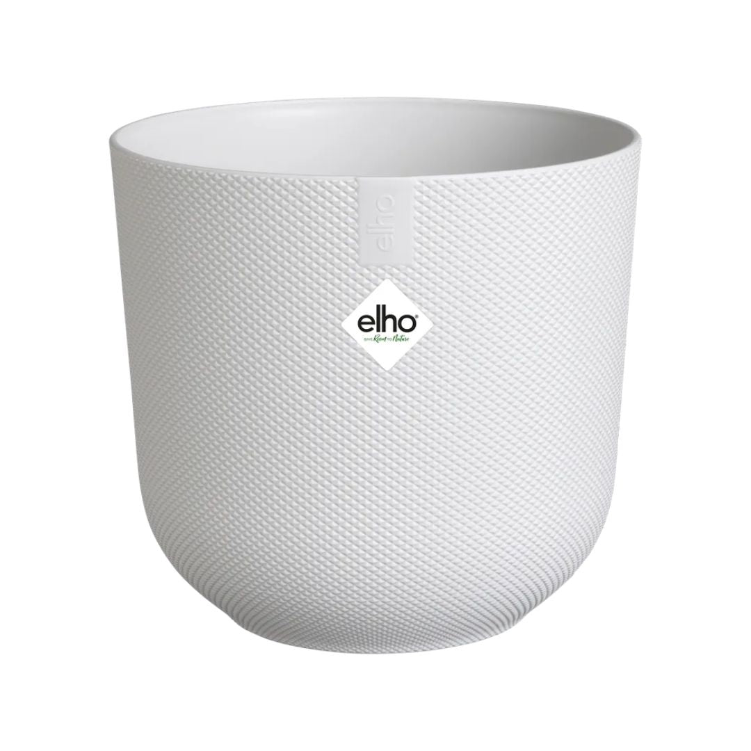 Coprivaso in plastica riciclata di colore bianco con diametro 23 cm.