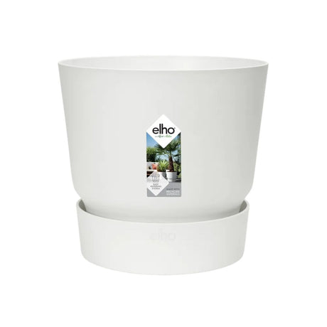 Vaso bianco in plastica riciclata con serbatoio integrato diametro 30cm.