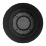 Interno vaso rotondo in plastica nero con serbatoio integrato.
