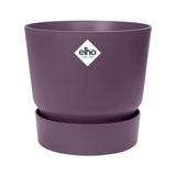 Vaso viola in plastica riciclata con serbatoio integrato diametro 25cm.