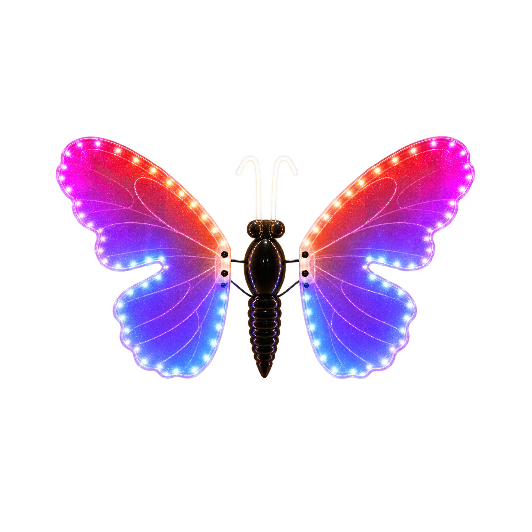 Farfalla decorativa LED 40 cm con ali illuminate multicolore