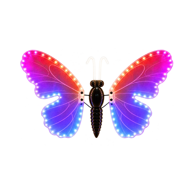 Farfalla decorativa LED 40 cm con ali illuminate multicolore