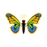 Farfalla decorativa LED 40 cm gialla, verde e blu