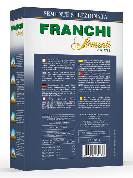 Retro della confezione prato Wimbledon Franchi Sementi