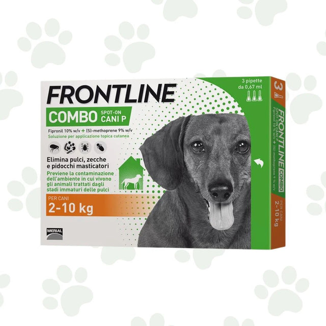 Confezione Frontline Combo 3 pipette spot-on antiparassitario per cani 2-10 kg.