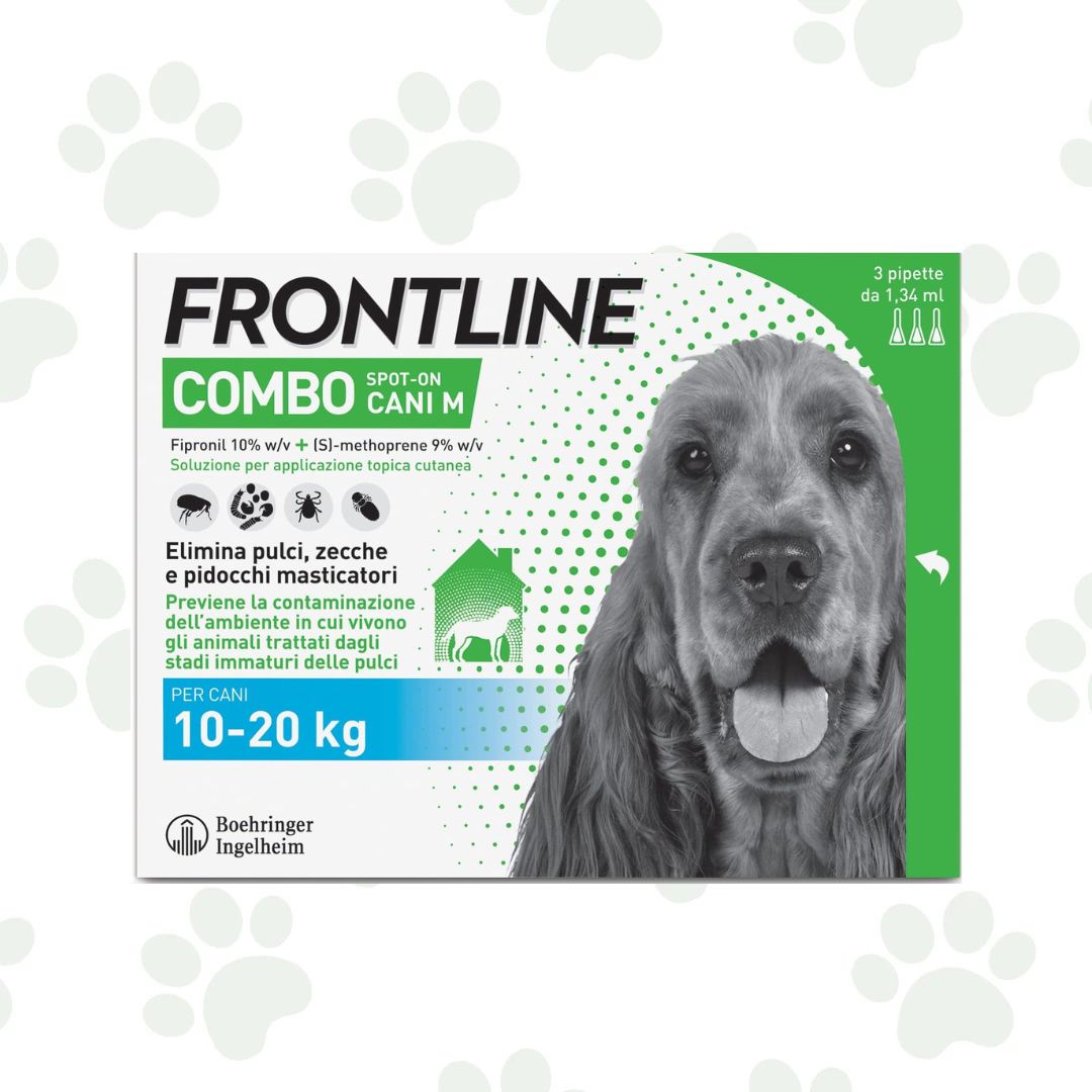 Confezione Frontline Combo 3 pipette spot-on antiparassitario per cani 10-20 kg.