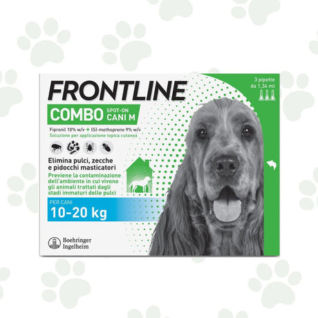 Confezione Frontline Combo 3 pipette spot-on antiparassitario per cani 10-20 kg.