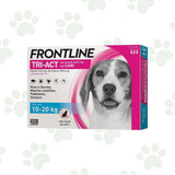 Confezione di tre pipette Frontline Tri-Act per cani 10-20kg.