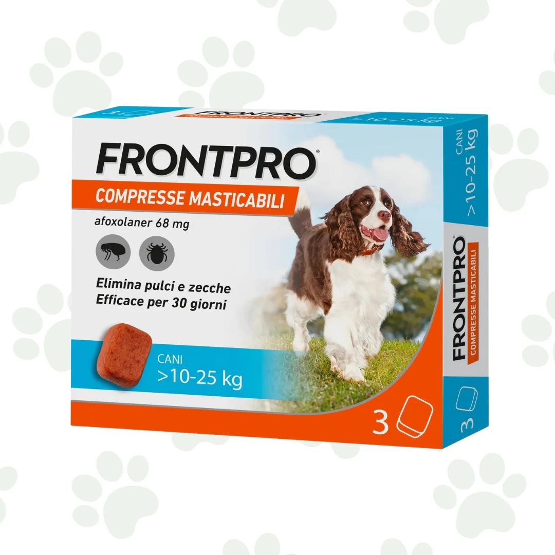 Confezione FrontPro di compresse antiparassitarie per cani 10-25kg.