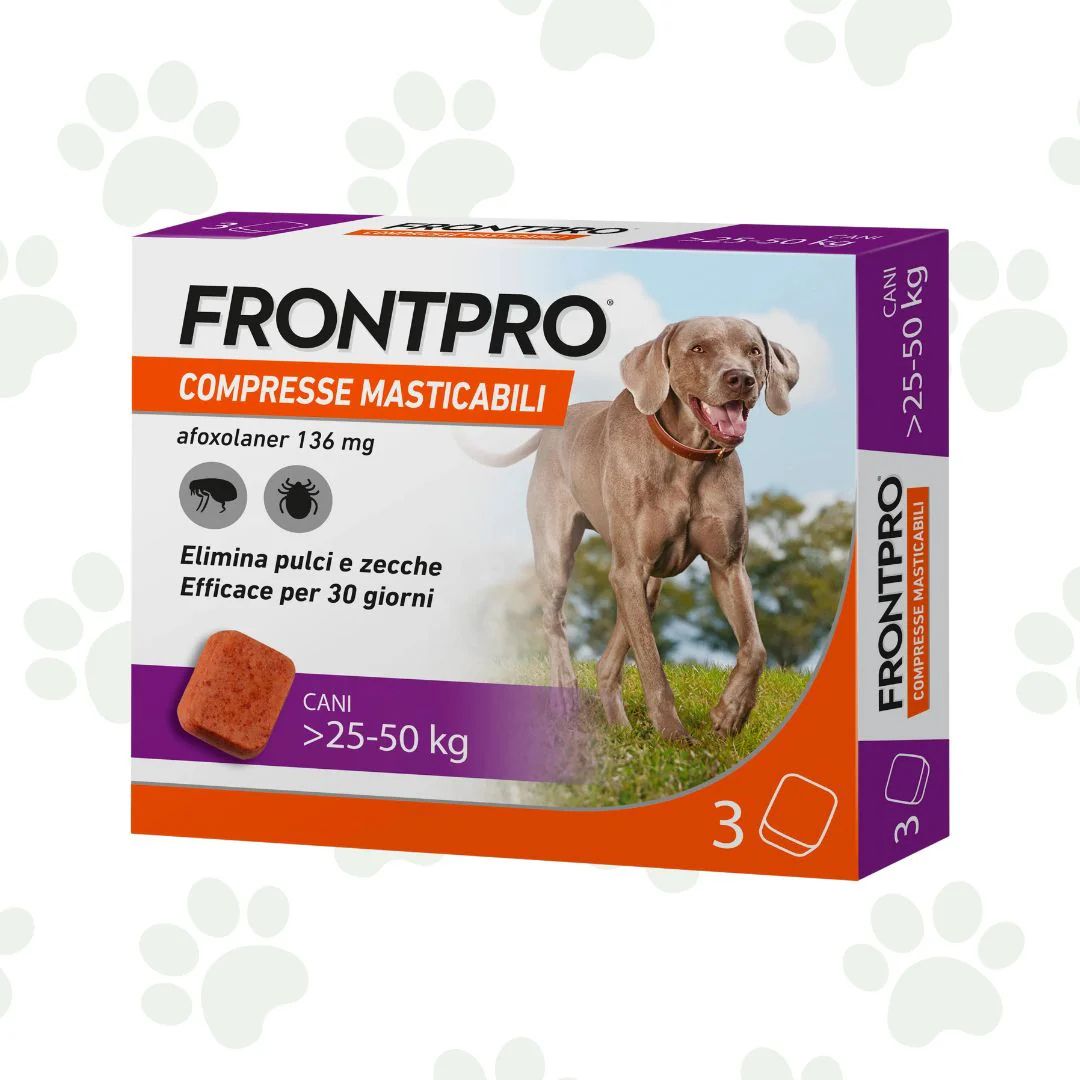 Confezione FrontPro di compresse antiparassitarie per cani 25-50kg.