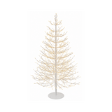 Albero luminoso bianco con numerose luci calde e base circolare